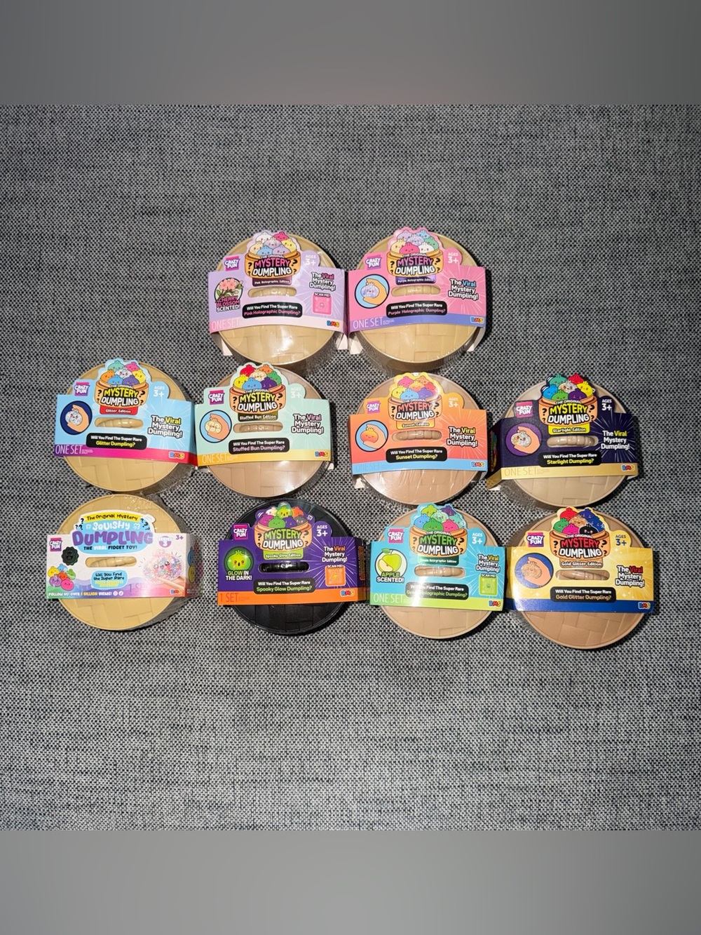 10 RARE Gold Green Glitter Spooky Holographic Squishy Dumpling Set Crazy Fun RMS